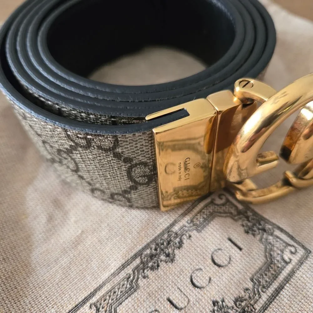 AUTHENTIC Gucci Black and Gold Belt Size 115/46 UNISEX-MEN'S-WOMEN'S